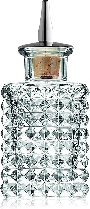 Cocktail Bitters Bottle - Vintage Square Glass Design with Cork and Stainless Steel Dasher Top - ... | Amazon (US)
