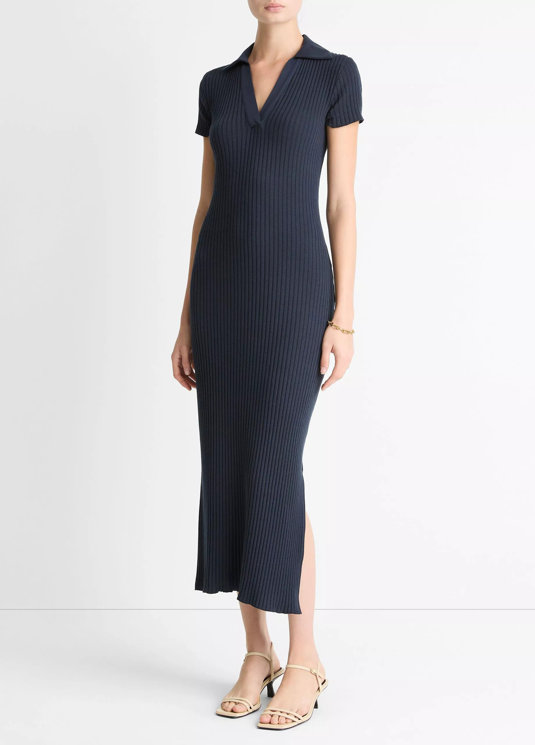 Ribbed Cotton-Blend Polo Dress | Vince LLC