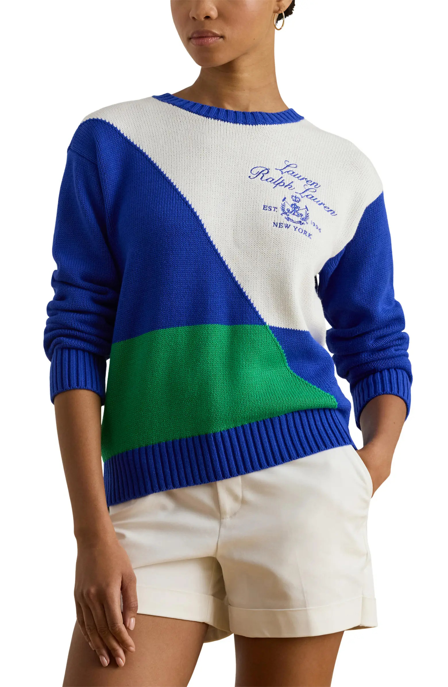 Colorblock Embroidered Sweater | Nordstrom