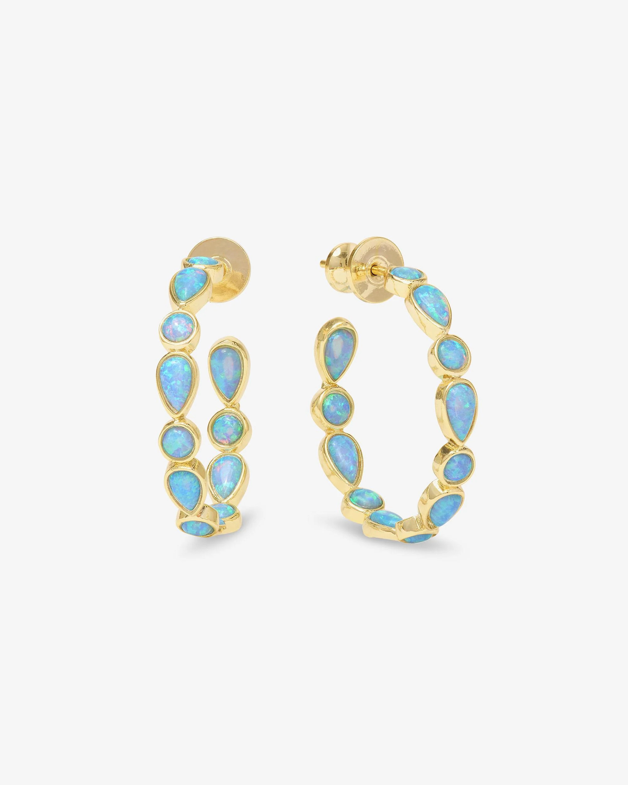 Isla Hoops 1"" - Gold|Blue Opal | Melinda Maria Jewelry