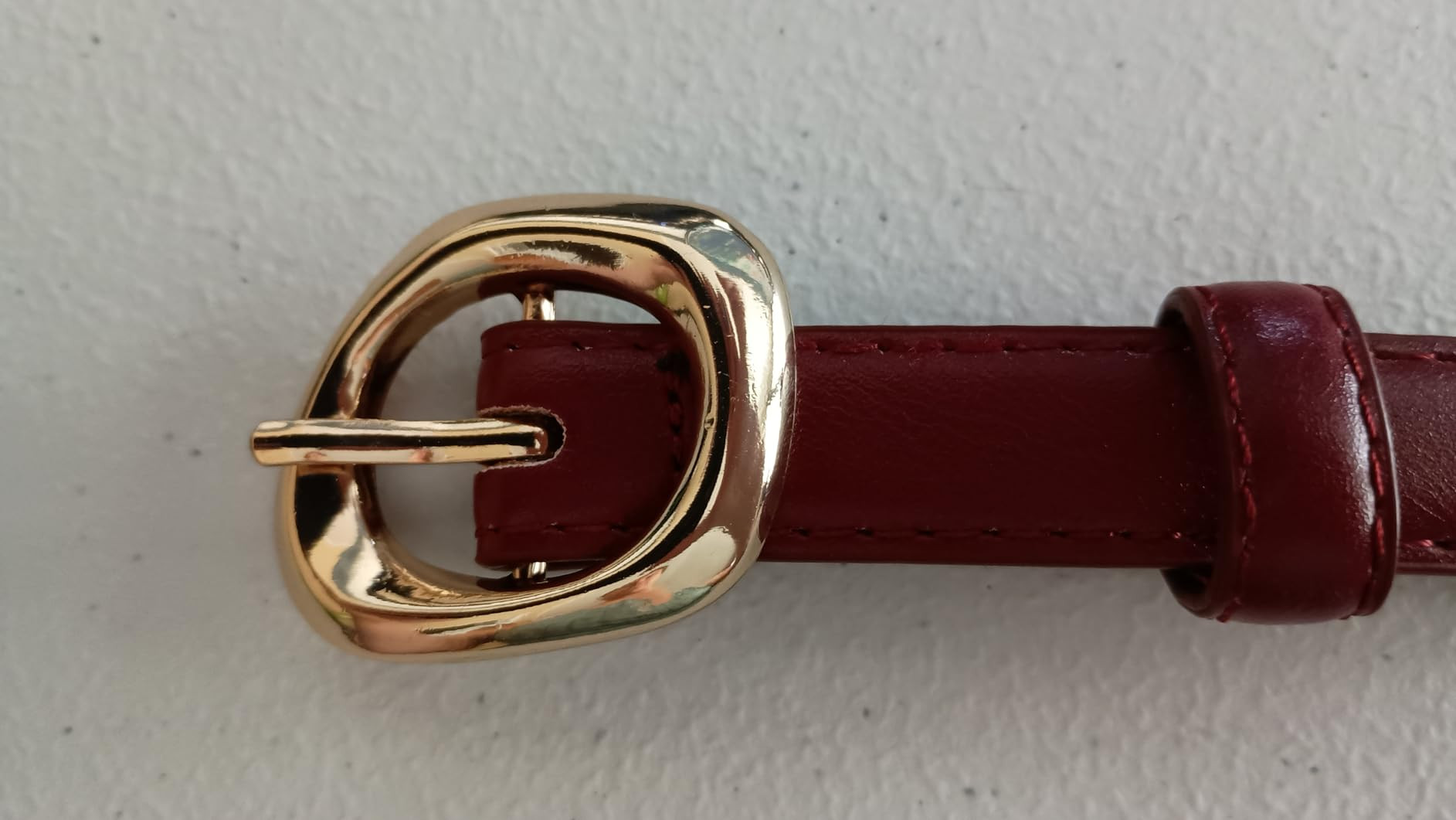 Thin Belt for Women Jeans Faux Leather Ladies Skinny Waist Belts for Dresses Pants with Trendy Go... | Amazon (US)