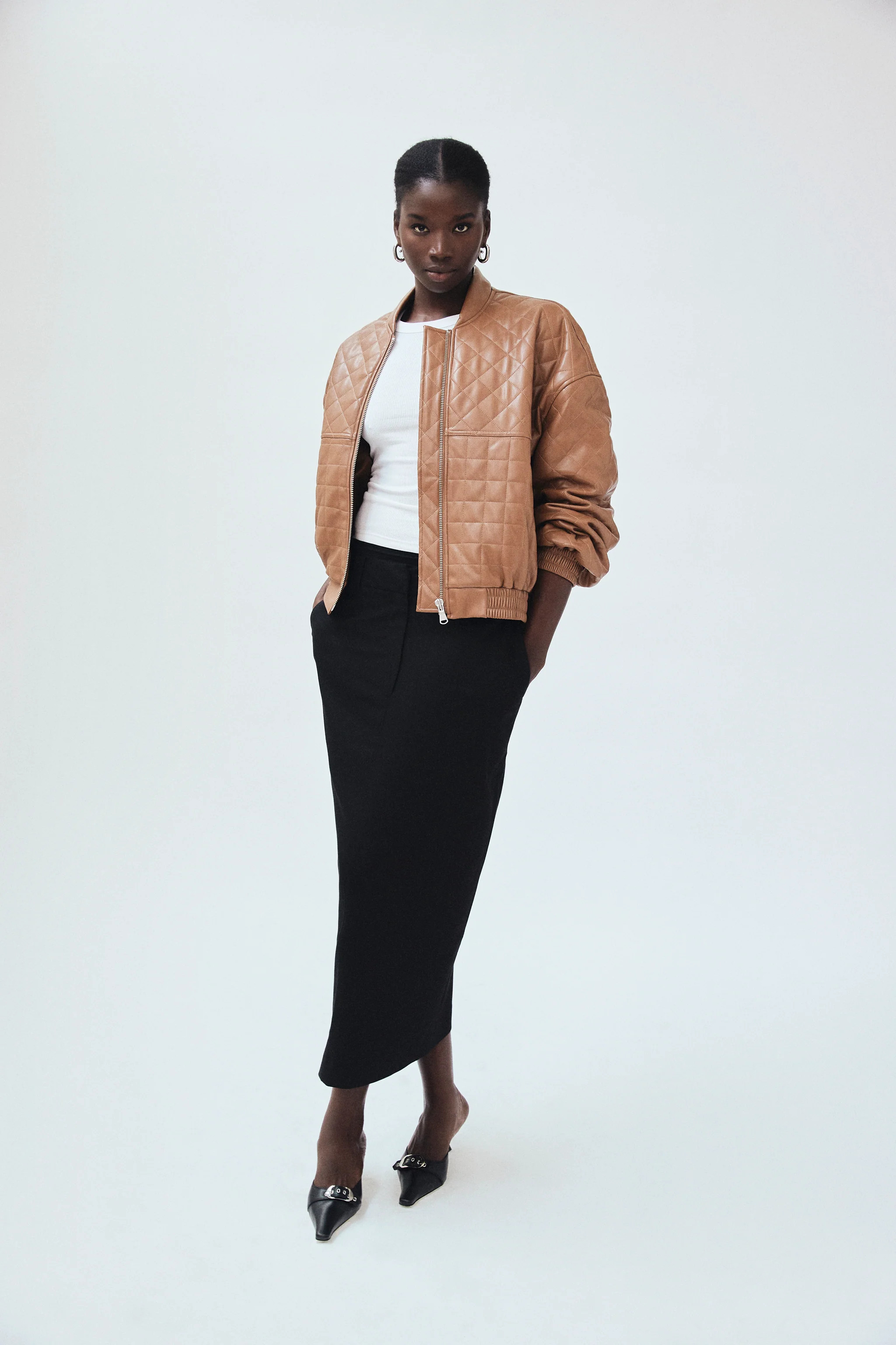 Quilted Vegan Leather Bomber Jacket | MAYSON the label