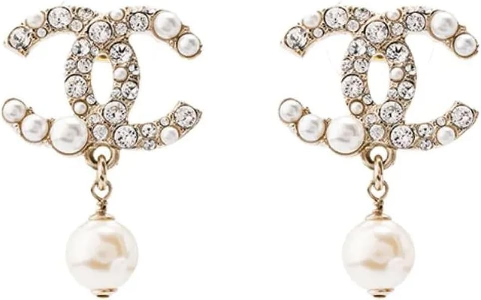 Elegant Pearl and Crystal Drop Earrings, Gold-Tone, Design with Dangling Pearl Accent, Fashion Je... | Amazon (US)
