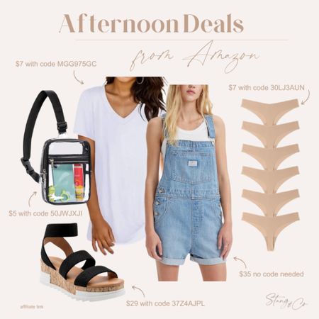 Today’s afternoon deals include everything in this outfit, like a cozy v-neck tee, Levi’s denim overalls, strappy elastic sandals, a clear sling bag, and a pack of thong underwear. Be sure to use the coupon codes on the graphic. 

Ootd, Amazon fashion, tall friendly style, summer outfit 

#LTKsalealert #LTKstyletip #LTKfindsunder50