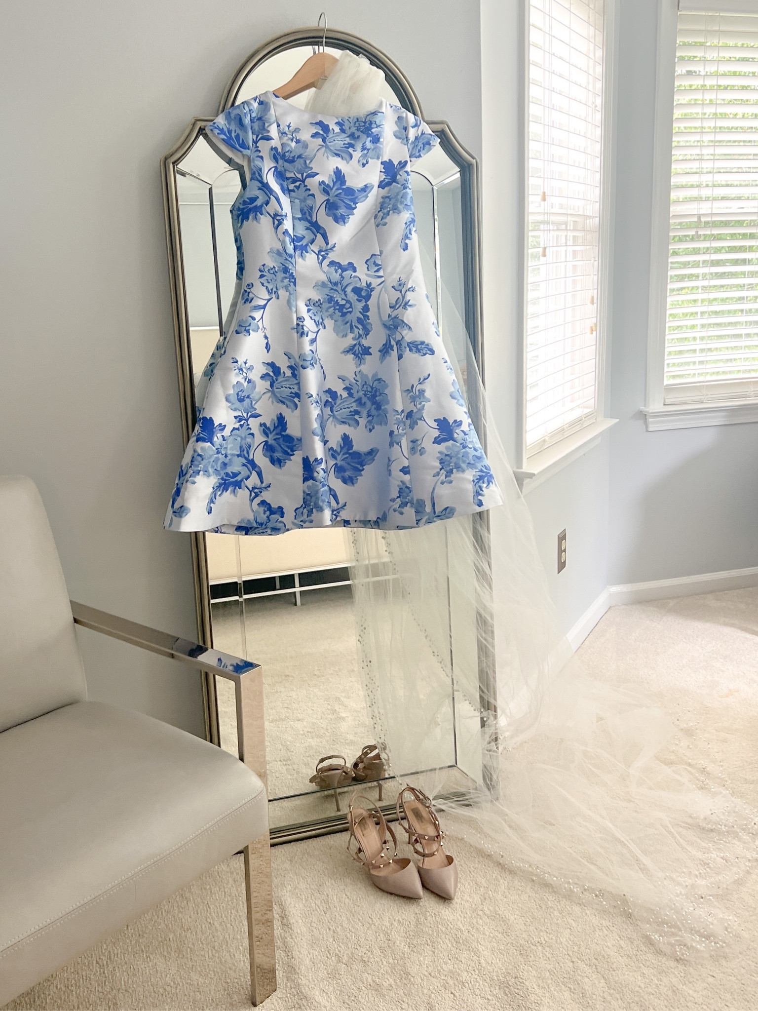 Wedding day ready in a blue & white Mestiza dress, Valentino pumps & a cathedral length veil  

#LTKhome #LTKwedding #LTKSeasonal