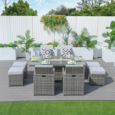 Tranisha Rectangular 8 - Person Outdoor Restaurant Dining Set | Wayfair North America