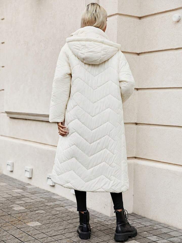 SHEIN Essnce White Long -padded Coat | SHEIN
