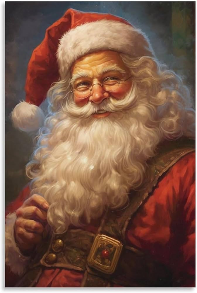 FireDeer Santa Claus Wall Art Vintage Poster Christmas Gift Painting Canvas Print Picture for Liv... | Amazon (US)