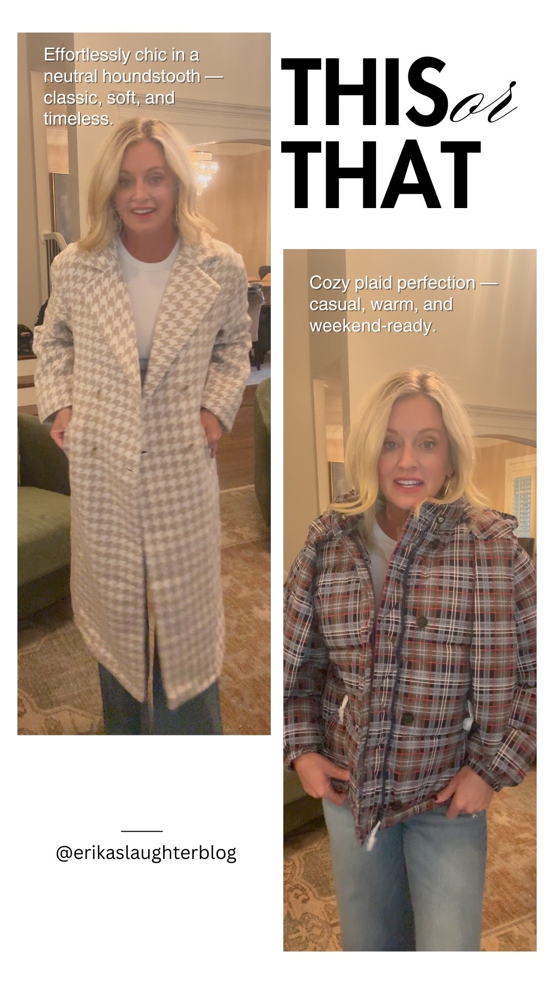 Can’t decide between classic or cozy?

Both are perfect fall staples — timeless neutrals that go with everything. Which one’s your pick?

#falloutfit #fallfashion #getthislook #neutralstyle #fallcoat #ootdfall #classicstyle #timelessstyle #cozyvibes #ltkstyle #ltkfallfashion



#LTKStyleTip #LTKSeasonal