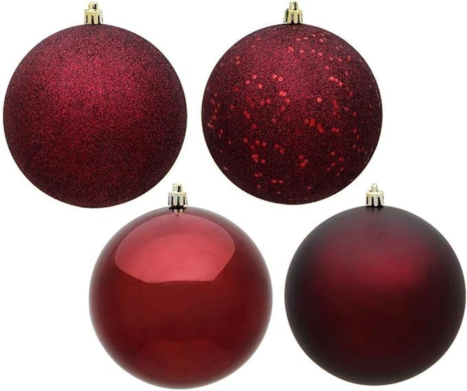 Vickerman 577547-1" Burgundy 4 Assorted Finishes Ball Christmas Tree Ornament (36 pack) (N590365-... | Amazon (US)