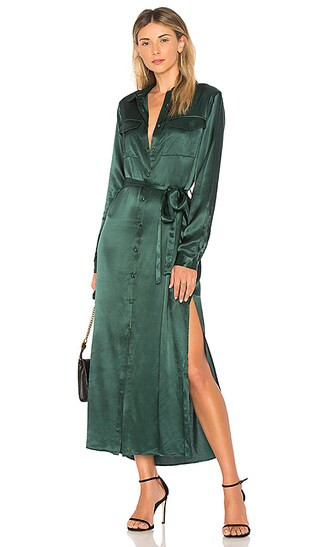 The Long Sleeve Shirt Dress in Emerald | Revolve Clothing (Global)