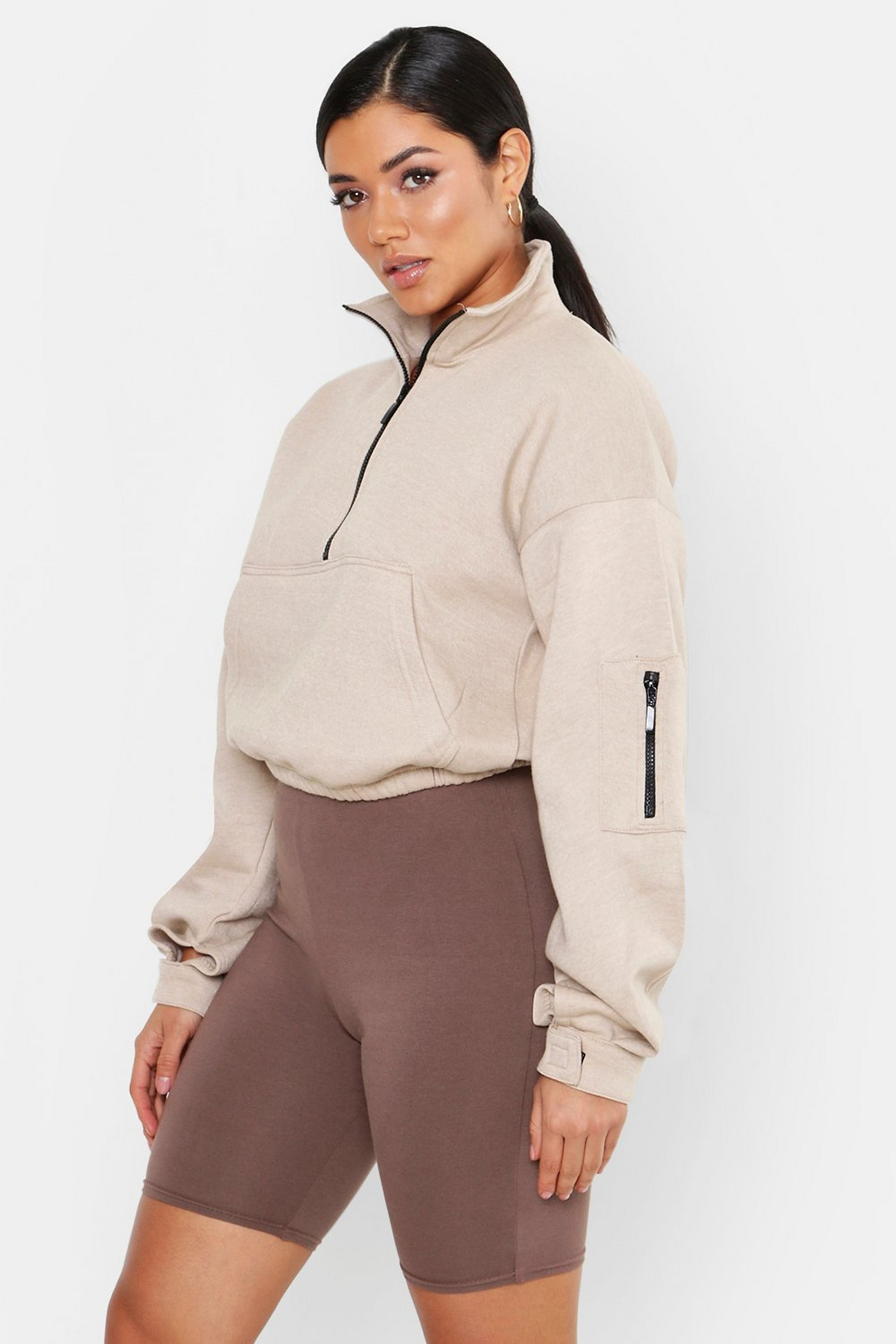 Zip Front Oversized High Neck Sweater | Boohoo.com (US & CA)