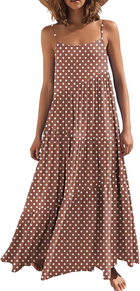 ANRABESS Women Summer Casual Loose Sleeveless Sundress Spaghetti Strap Flowy Boho Linen Beach Vac... | Amazon (US)