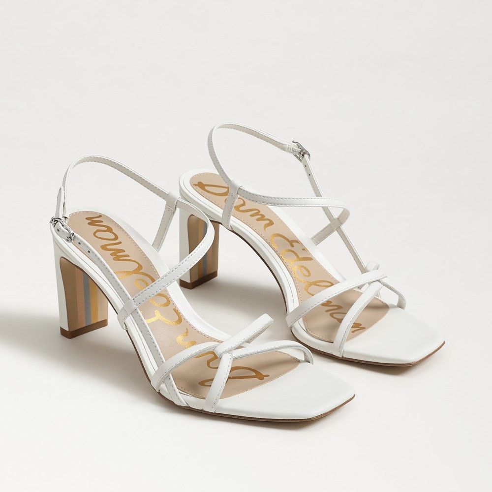 Sam Edelman Emmie Strappy Heel Sandal Bright White Leather 8.0 | Sam Edelman CA