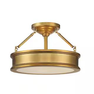Grafton 15 in. 3-Light Liberty Gold Semi-Flush Mount Ceiling Light | The Home Depot