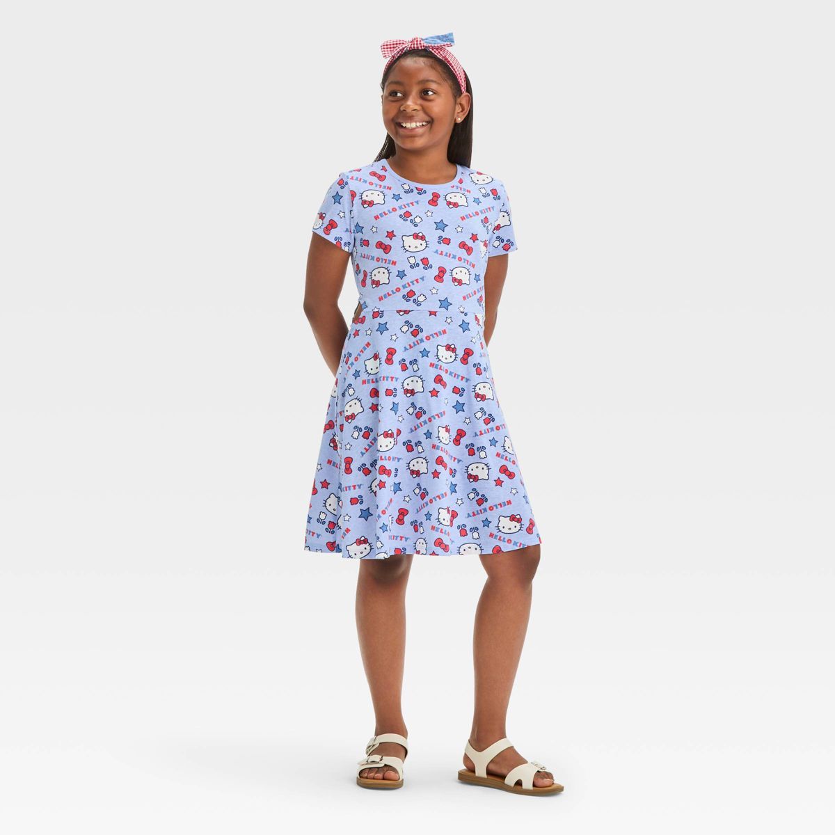 Girls' Hello Kitty Jersey Dress with Side Cutout - Light Blue | Target