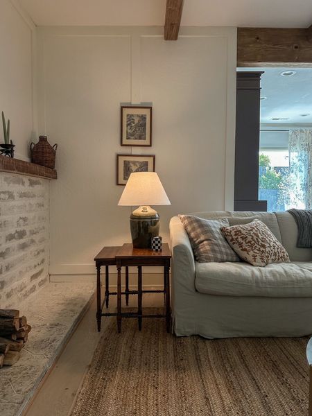 Cozy living room vibes. 
-
Table lamp. Target. Jute rug. Sofa. Home decor  

#LTKunder100 #LTKFind #LTKhome