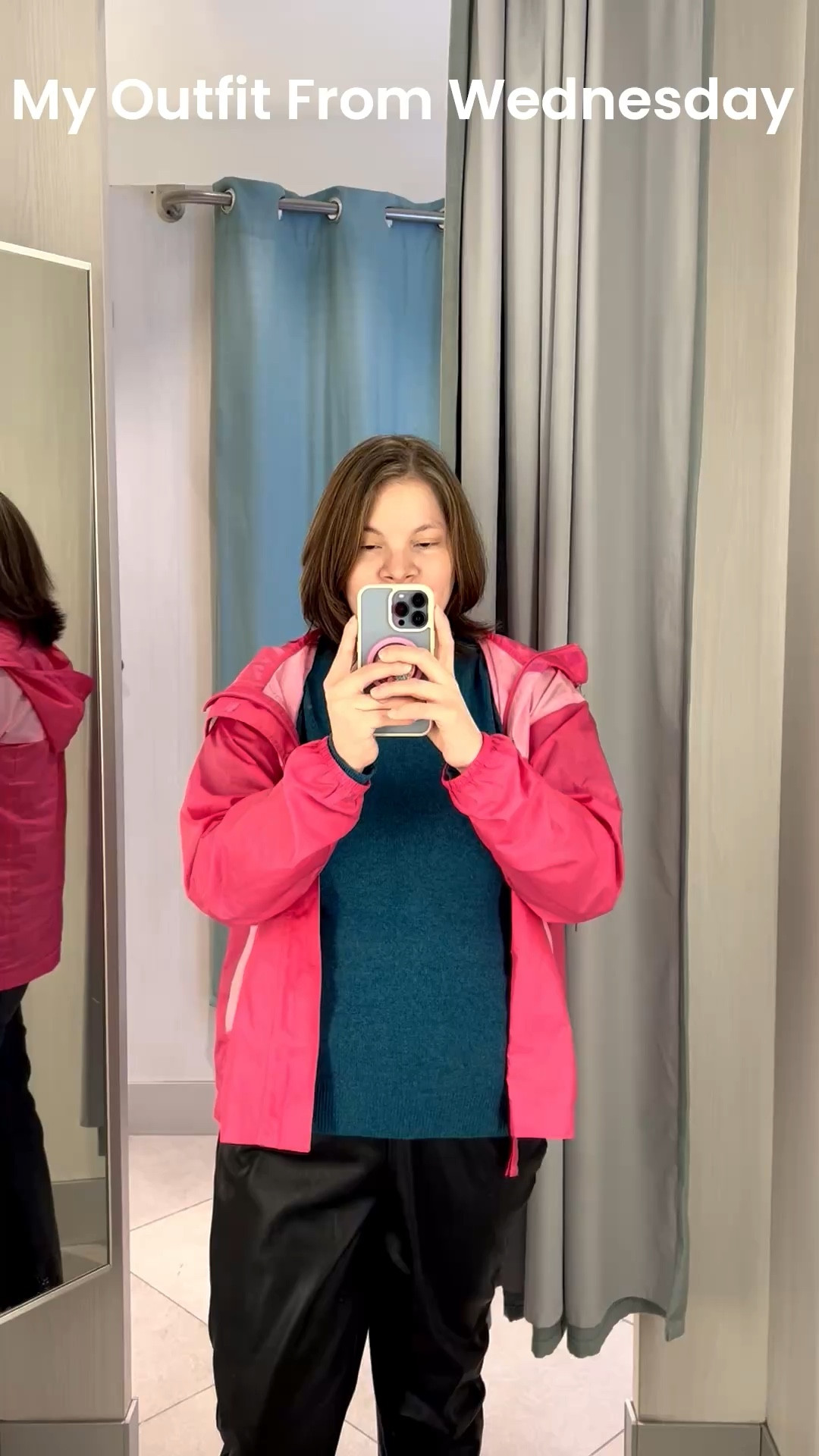 The second Outfit Of The Day I wore on Wednesday included Size 8 INC Black Leather Pants, a Medium Charter Club Teal Cashmere Sweater, A Medium Columbia Pink Windbreaker and some Size 6.5 Michael Kors Pink Moccasins. 🌸🌺🦕🐦‍⬛

#LTKMidsize #LTKootd #LTKdayinmylife