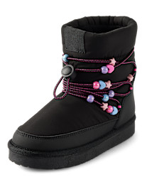 Girls Beaded Puffer Boots - black | The Children's Place
