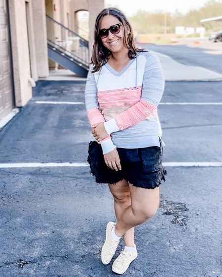 This lightweight sweater is awesome for spring temps. It comes in a ton of colors. These cotton shorts are so comfy. I love the length and the ashy black color!

#LTKmidsize #LTKfindsunder50 #LTKstyletip