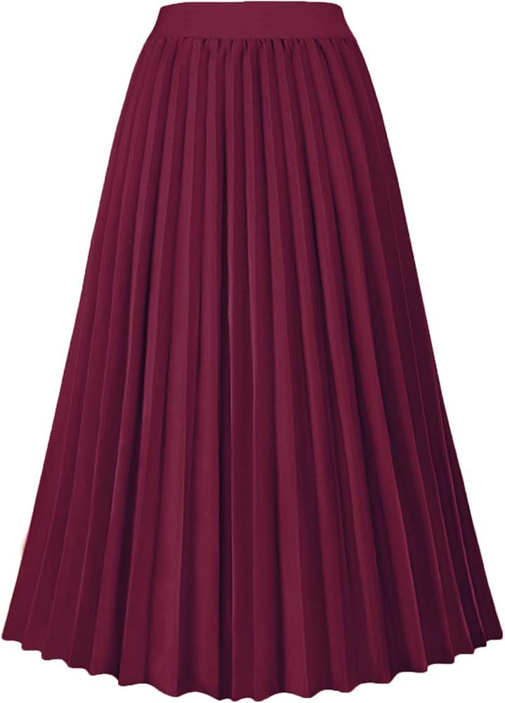 GOLDSTITCH Women's High Waist Pleated Skirt A line Swing Midi Skirt | Amazon (US)