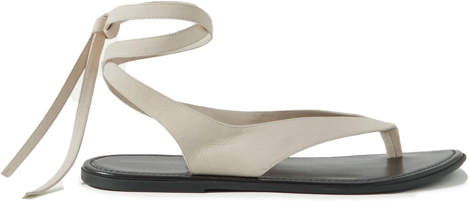 Ankle Strap Flat Sandals for Women Comfortable Lace Up T-Strap Slip on Flip Flops Flats Ladies Fa... | Amazon (US)