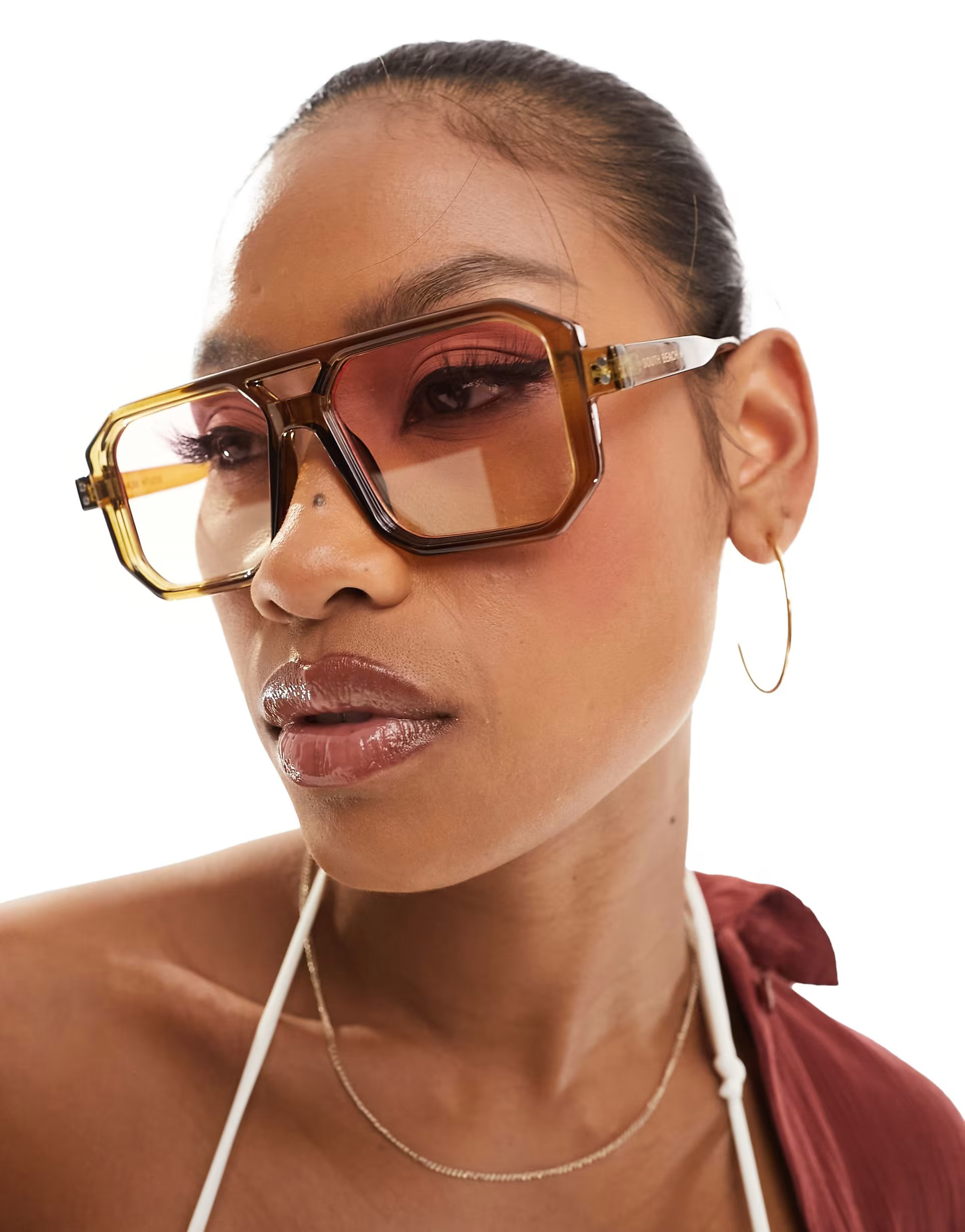 South Beach square oversized aviators in brown | ASOS (Global)