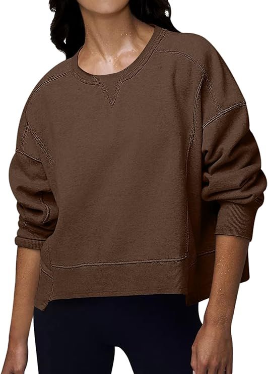 DEEP SELF Womens Crew Neck Sweatshirts Crop Fall Long Sleeve Casual Pullover Tops Loose Sweatshir... | Amazon (US)