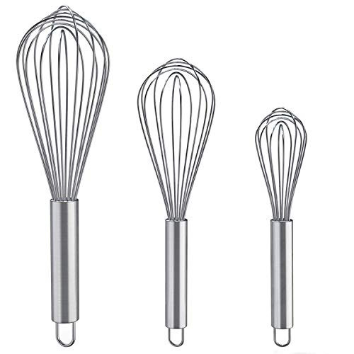 Whisks for Cooking, 3 Pack Stainless Steel Whisk for Blending, Whisking, Beating and Stirring, Enhanced Version Balloon Wire Whisk Set, 8"+10"+12" | Amazon (US)