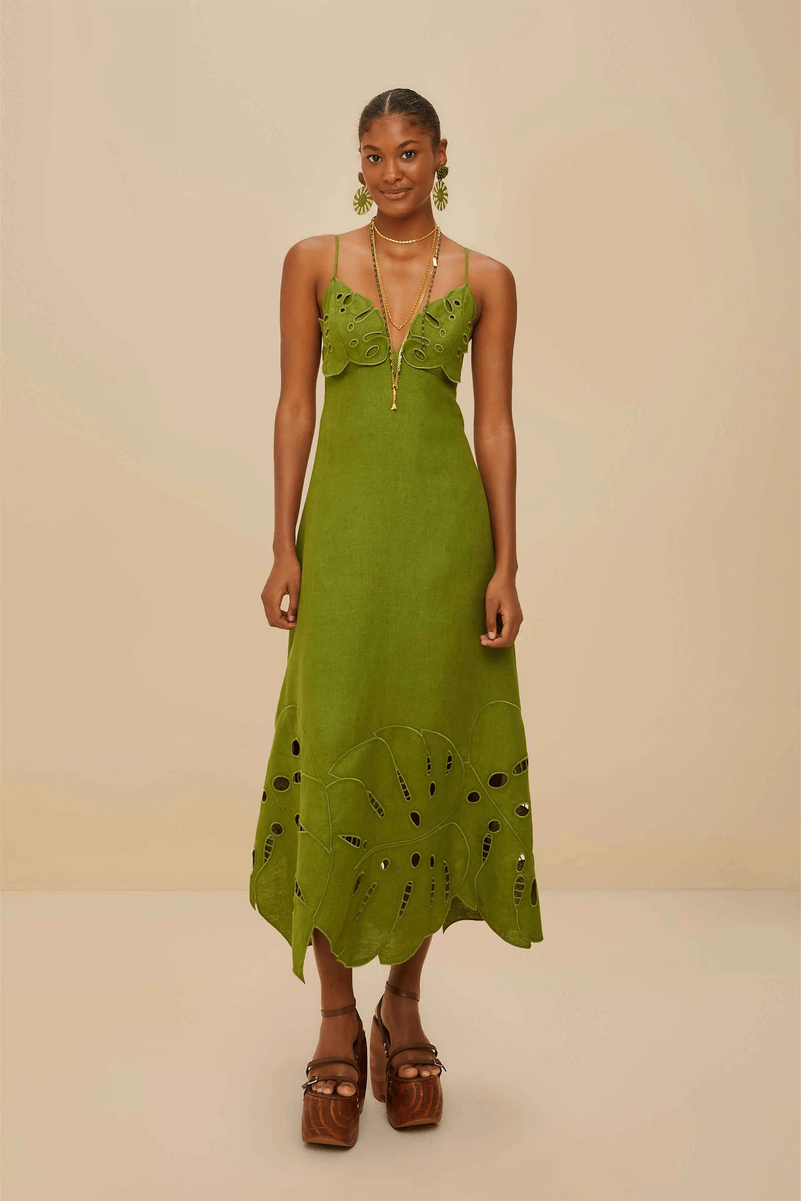 monstera embroidery midi dress | The New Trend (Australia & New Zealand)