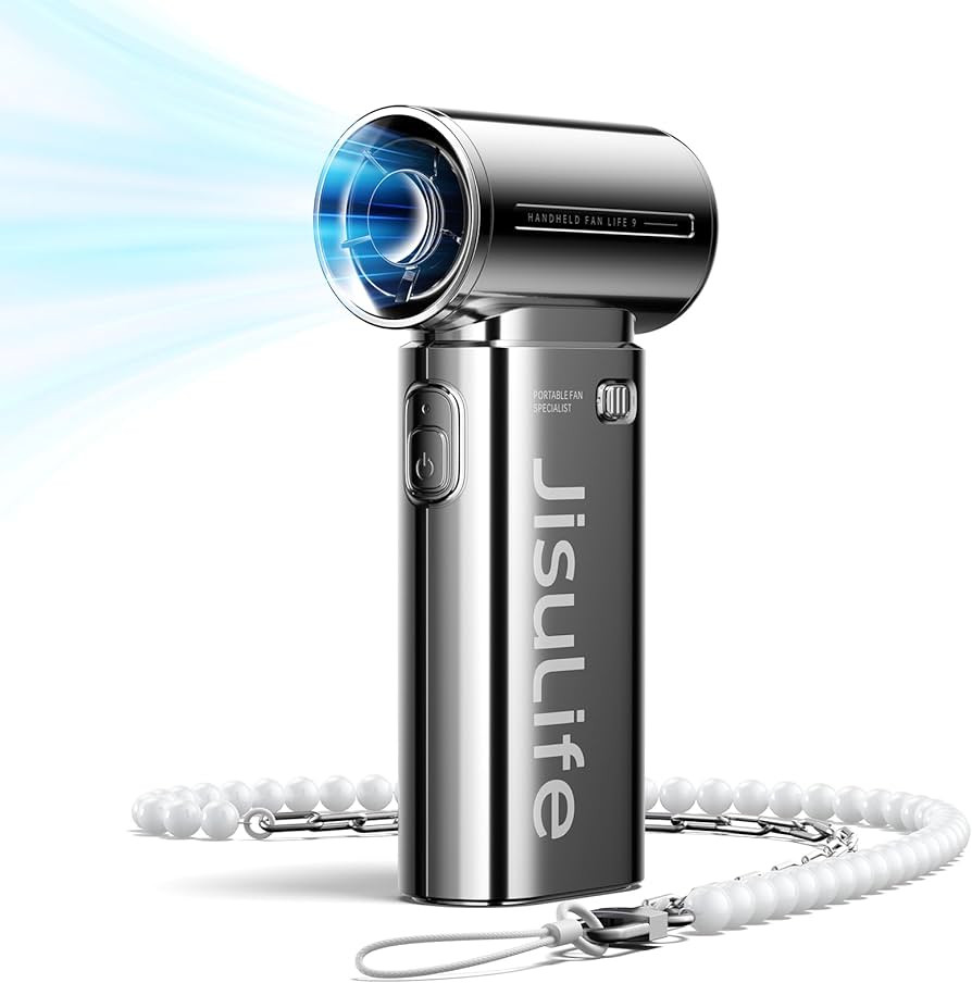 JISULIFE Portable Handheld Fan Life9, Turbo Power High Speed Air [18H Max Cooling Time], 5 Gear W... | Amazon (US)
