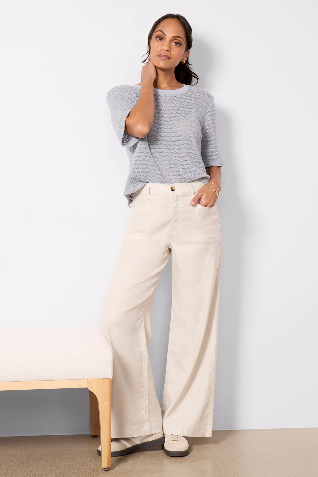 Joelle Stretch Linen Trouser | Evereve
