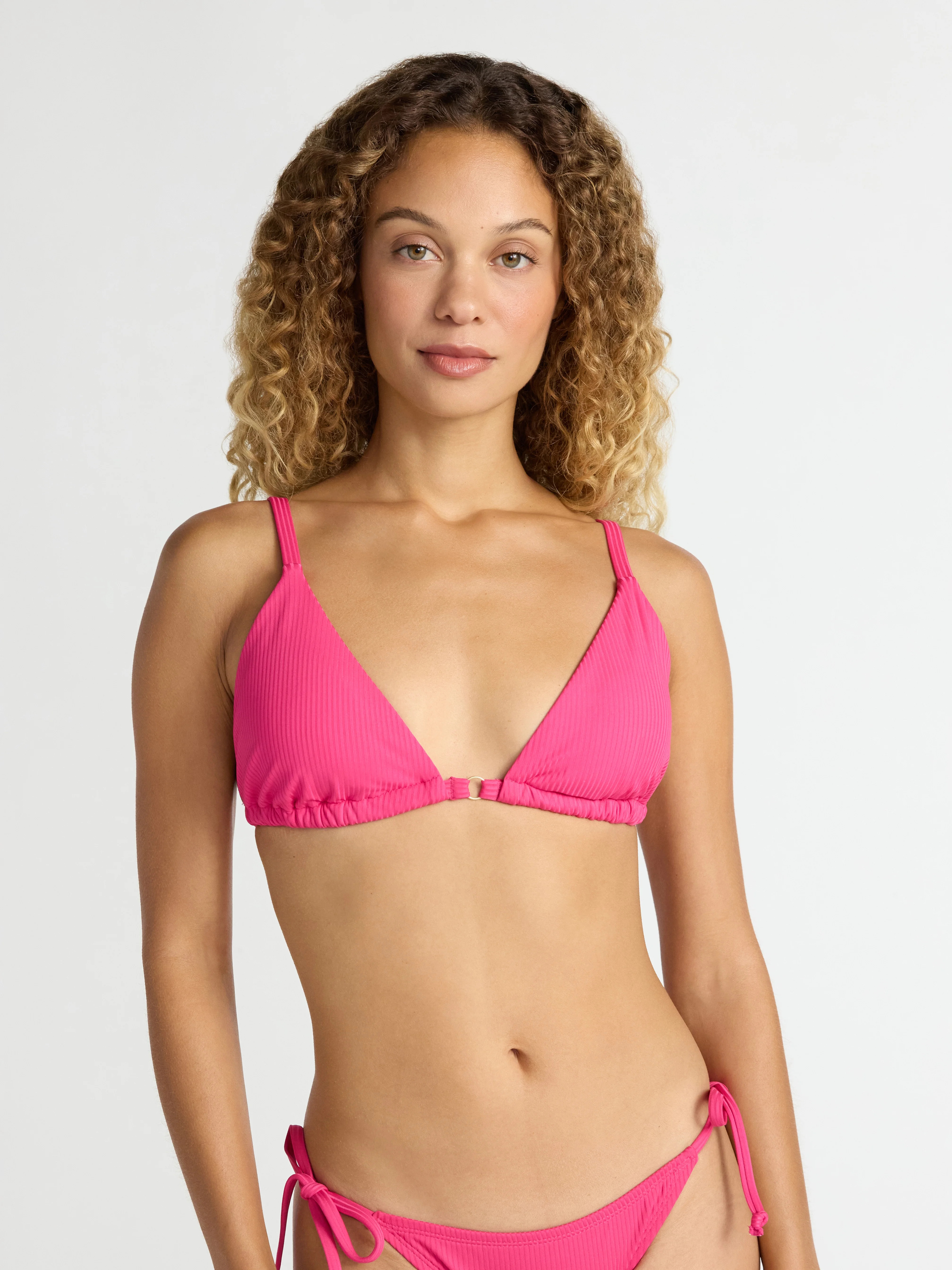 Time and Tru Women's and Women’s Plus Ottoman Rib Triangle Bikini Top, Sizes XS- 2X | Walmart (US)