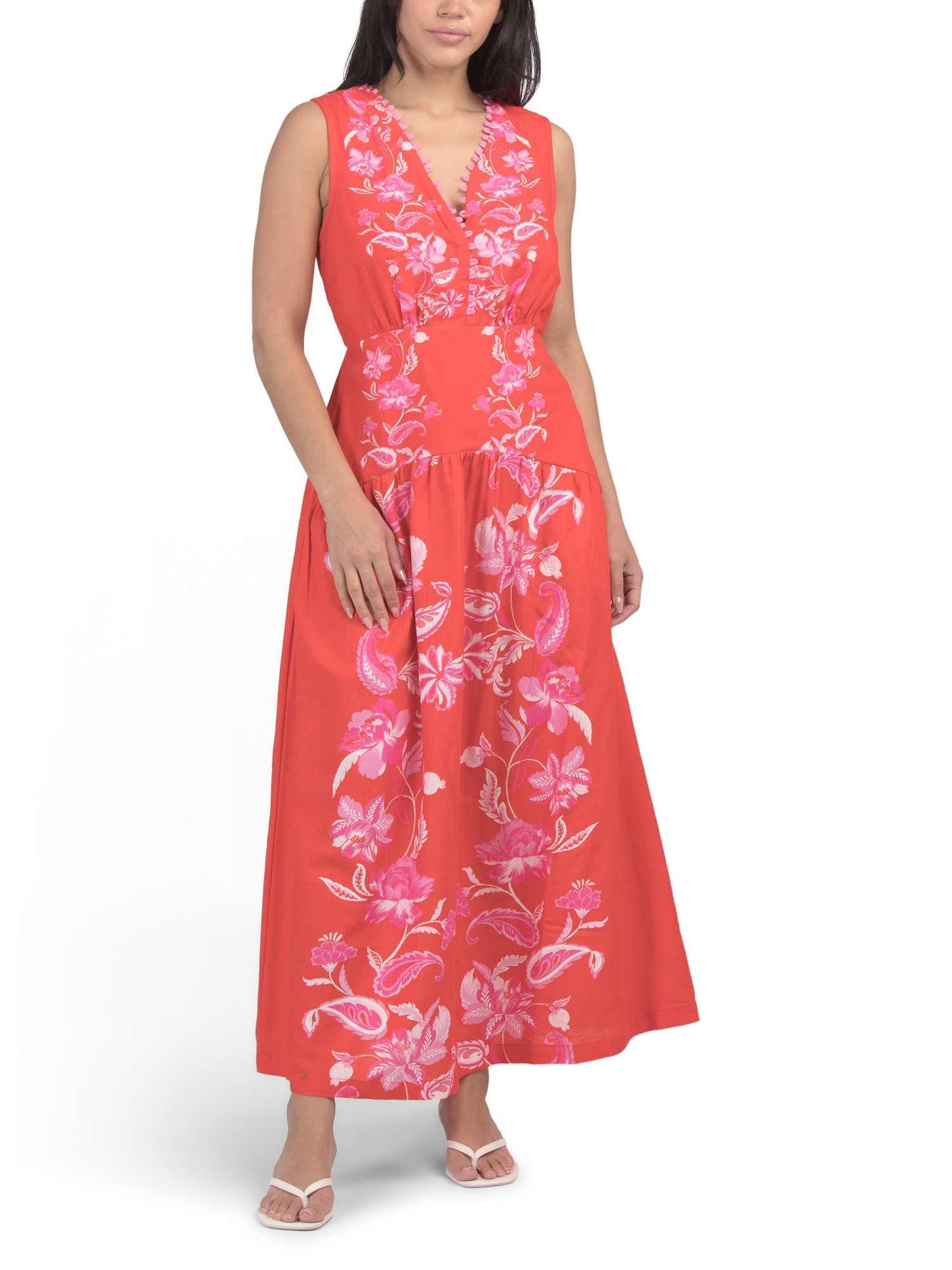 Linen Blend Sleeveless Floral Maxi Dress | Casual Dresses  | Marshalls | Marshalls