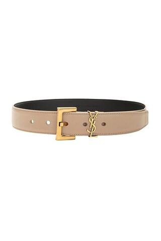 Saint Laurent Monogramme Belt in Dark Beige - Beige. Size 65 (also in 70). | FWRD 
