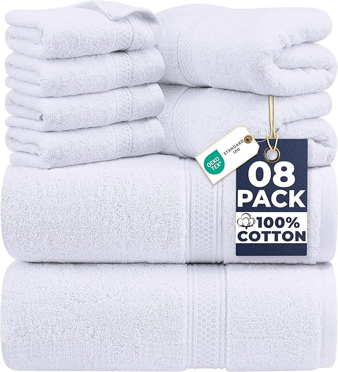 Utopia Towels 8 Piece Luxury Towel Set – Majestic Plush, Super Absorbent & Quicker-to-Dry, Thic... | Amazon (US)