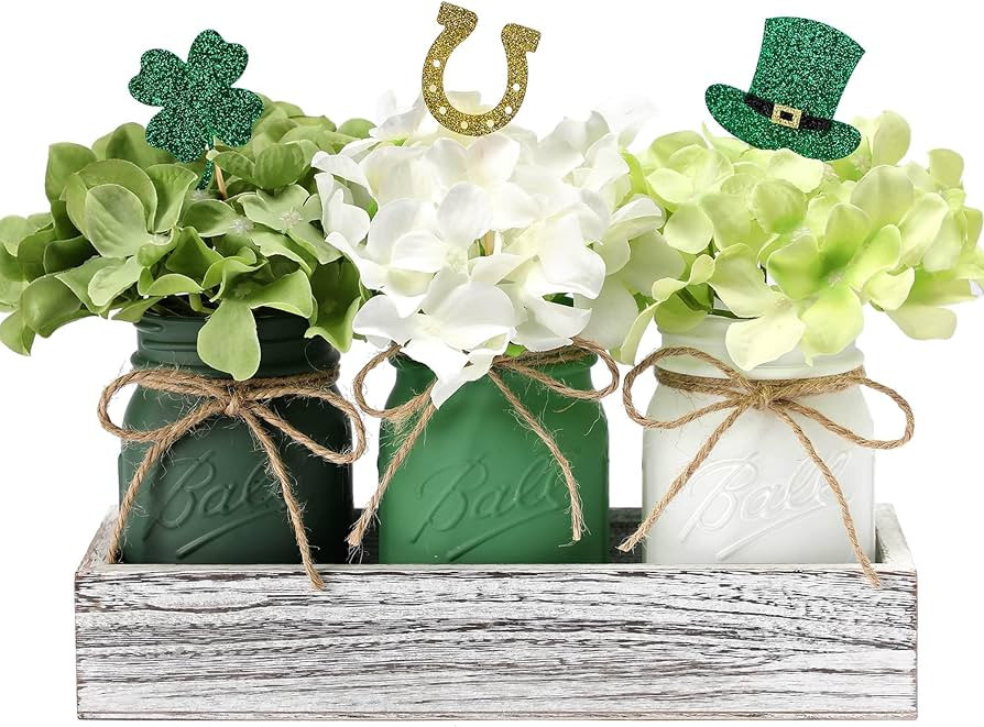 SUPREME LIGHTS 2017 Green Glass Cylindrical Decorative Jars, Set of 3, Perfect for St. Patrick's ... | Amazon (US)