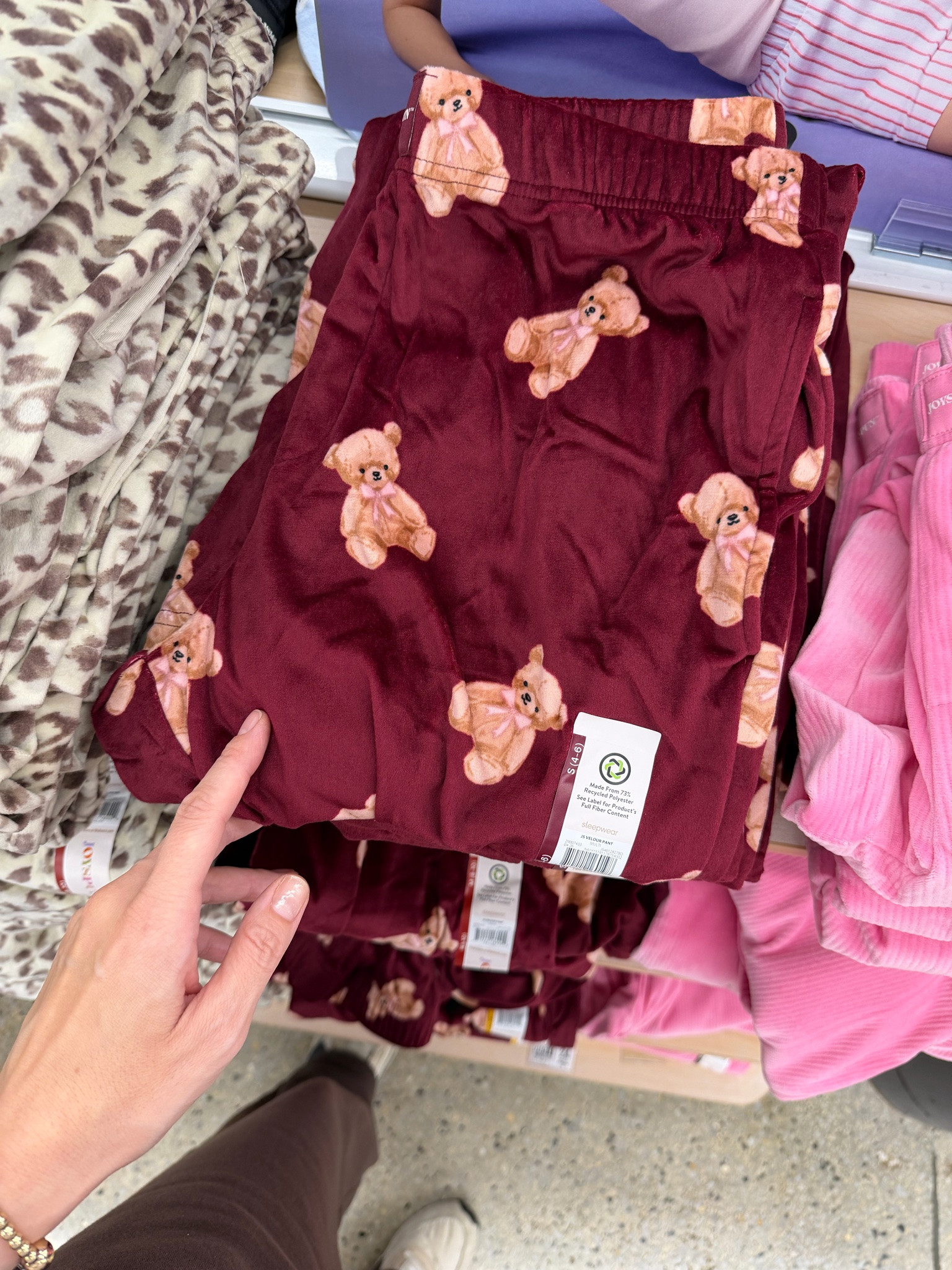 $10 velour pajama pants are back! Love this teddy bear print. So soft and stretchy. Run small, go up one size. I got the medium. #walmartfashion