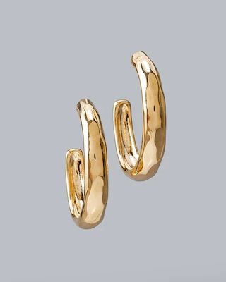 Goldtone Hammered Oval Hoop Earrings | White House Black Market