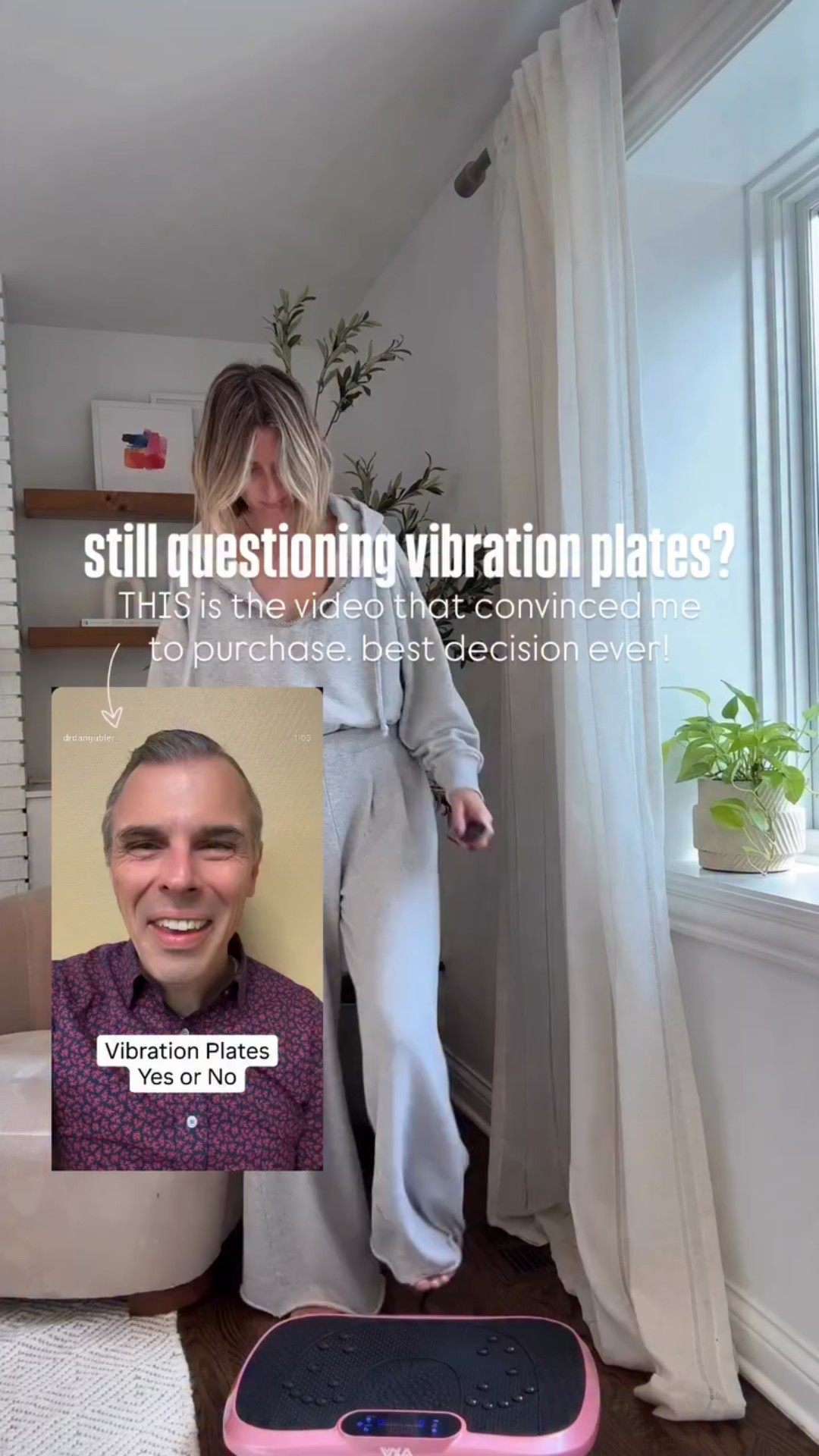 still questioning vibration plates? i was too…until i wasn’t.  so, i’ve had my plate for ten weeks and am LOVING it! dropping allll the benefits below, but these are the three things i’ve noticed the most…

1. i’m so much happier after using the plate. i’m regulated. it gets rid of any irritation i have. my mood is lighter and brighter. 

2. i’ve noticed a reduction in cellulite on my thighs. i work out and can not shift it…but this is absolutely helping.

3. i’ve had foot issues for years. had cortisone shots, a few potential diagnosis… morton’s neuroma, stretched ligament…we’re still working it out BUT my foot feels so much better when i use my vibration plate consistently. 

alllll the other potential benefits…

• lymphatic drainage 
• reduced cellulite 
• enhanced flexibility
• increase metabolism
• increase calorie burn and weight loss
• increased muscle strength
• supports bone density
• boost circulation
• aids recovery
• improves balance
• reduces pain
• helps to relieve stress
• toned muscles
• increases strength

i was srsly not expecting to love my plate this much. it’s sooooo easy to use and so fast…ten minutes per session! i planned to use 3x week, but am actually using around 5-6 times. mornings for a boost, evenings to chill me the eff out! 🫠

i am not a medical professional. simply sharing what is working for me. if you are unsure if this is the right tool for you, i recommend you consult with your doctor. 

vibration plate. healthy living. perimenopause. menopause. healthy life. longevity. wellness.

#LTKActive #LTKselfcare #LTKfitnessgoals