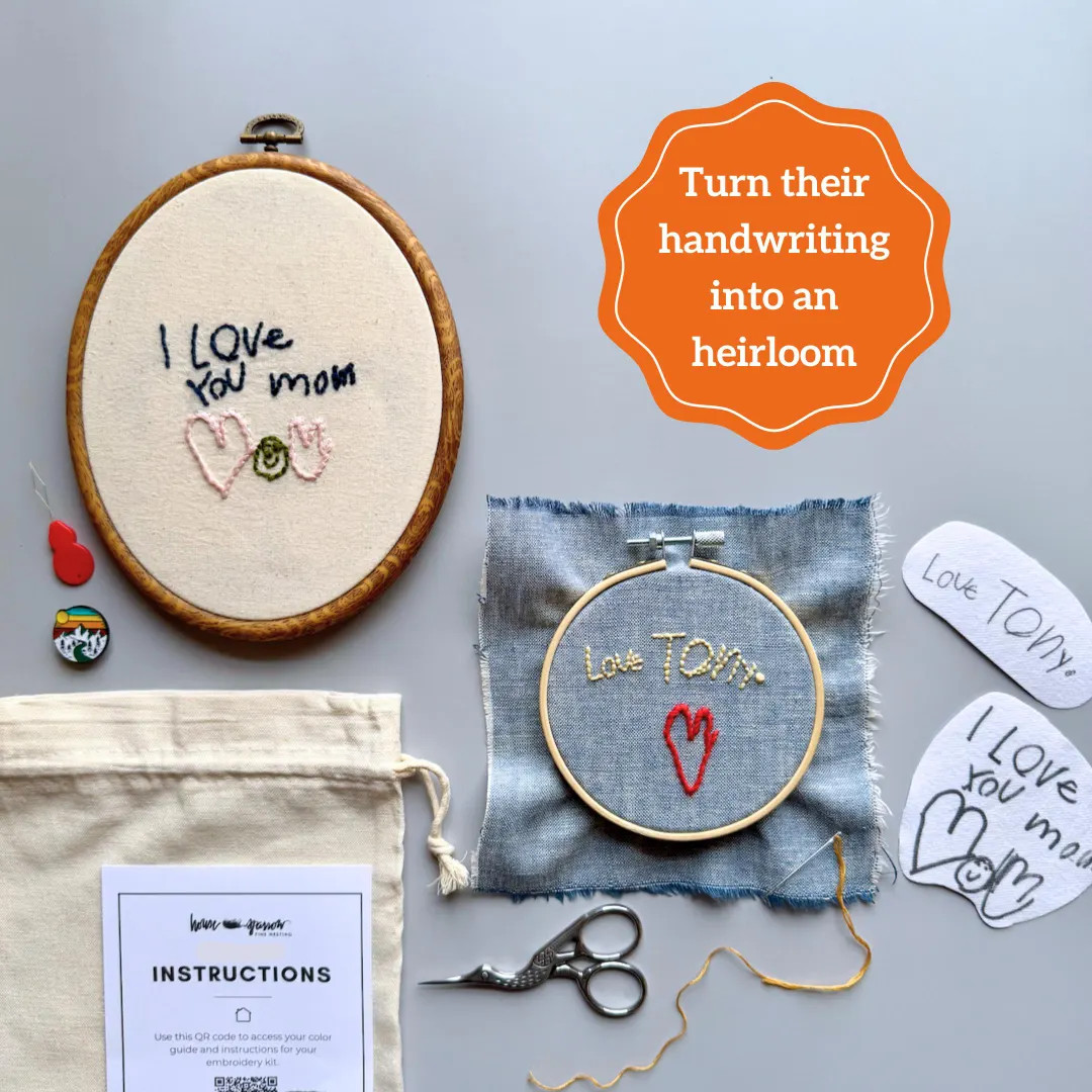 Child Handwriting Name Embroidery Kit Custom Keepsake Handwritten Note Gift Personalized Mothers ... | Etsy (Global)