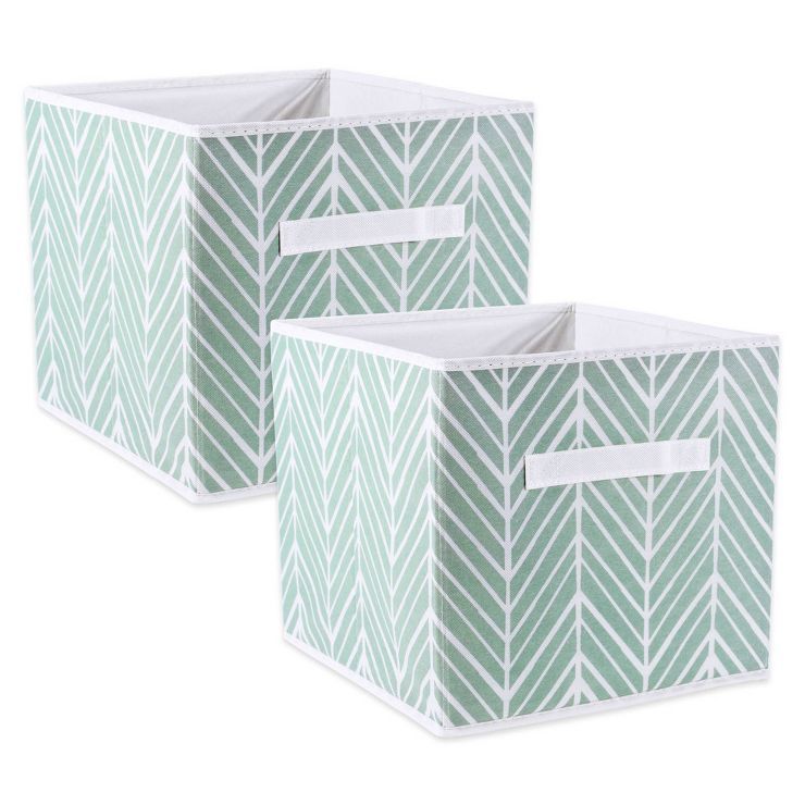 Set of 2 11" x 11" x 11" Nonwoven Polyester Herringbone Square Storage Cube Mint - Design Imports | Target