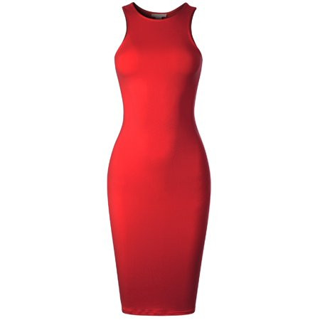 Made by Olivia Women's Any Occasion Sleeveless Stretchy Midi Bodycon Dress Red M | Walmart (US)