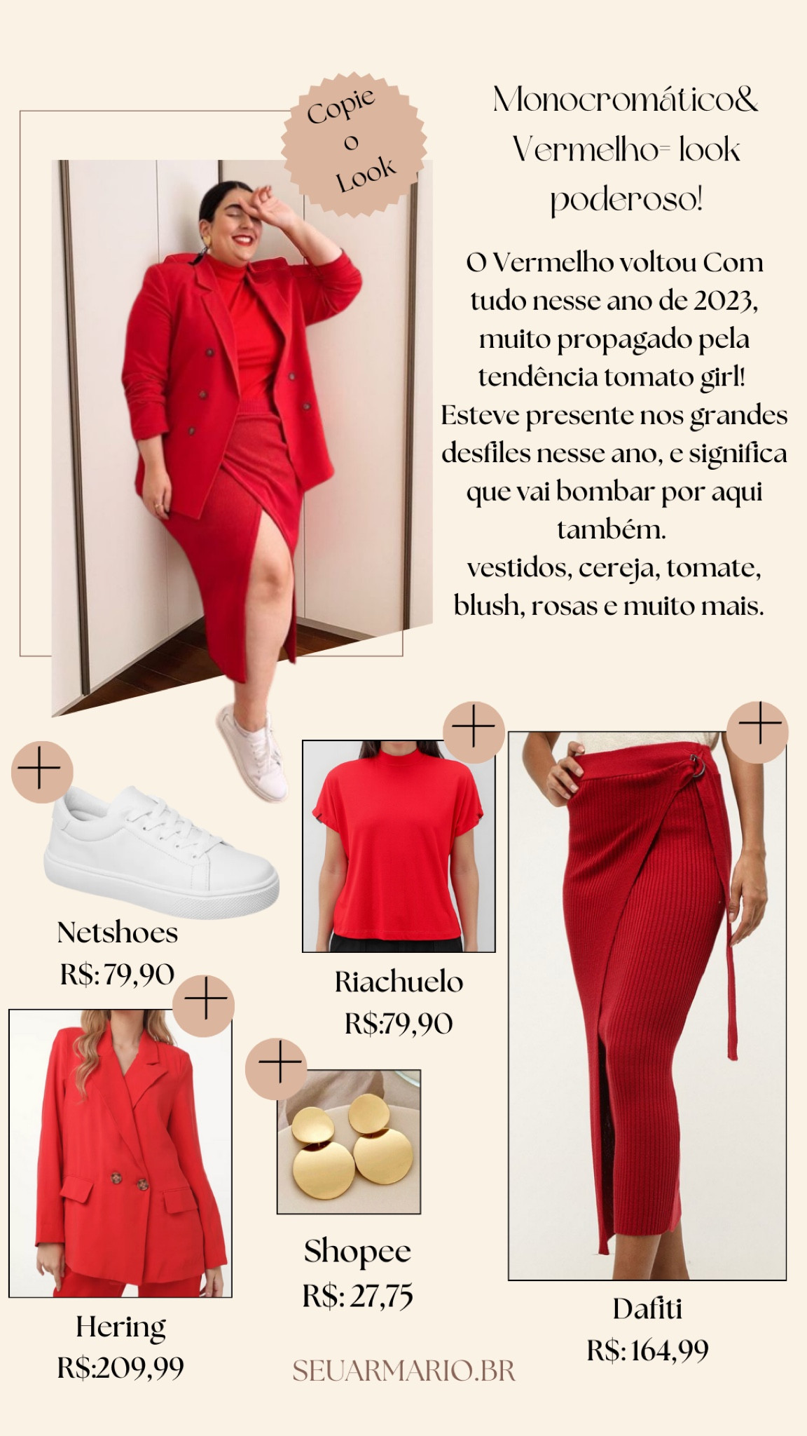 Copie o Look ✨
A cor vermelha foi muito presente nos desfiles nesse ano, intensificado pela tendência tomato Girl ! 
Estará em ano nesse verão 🛍️☀️

#LTKSeasonal #LTKtravel #LTKbrasil