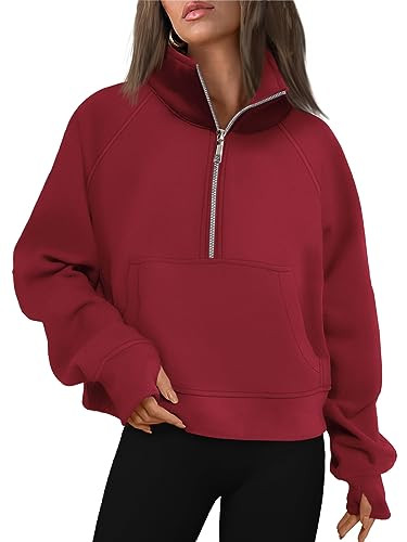 AUTOMET Womens Sweatshirts Half Zip Cropped Pullover Fleece Quarter Zipper Hoodies Fall outfits C... | Amazon (US)