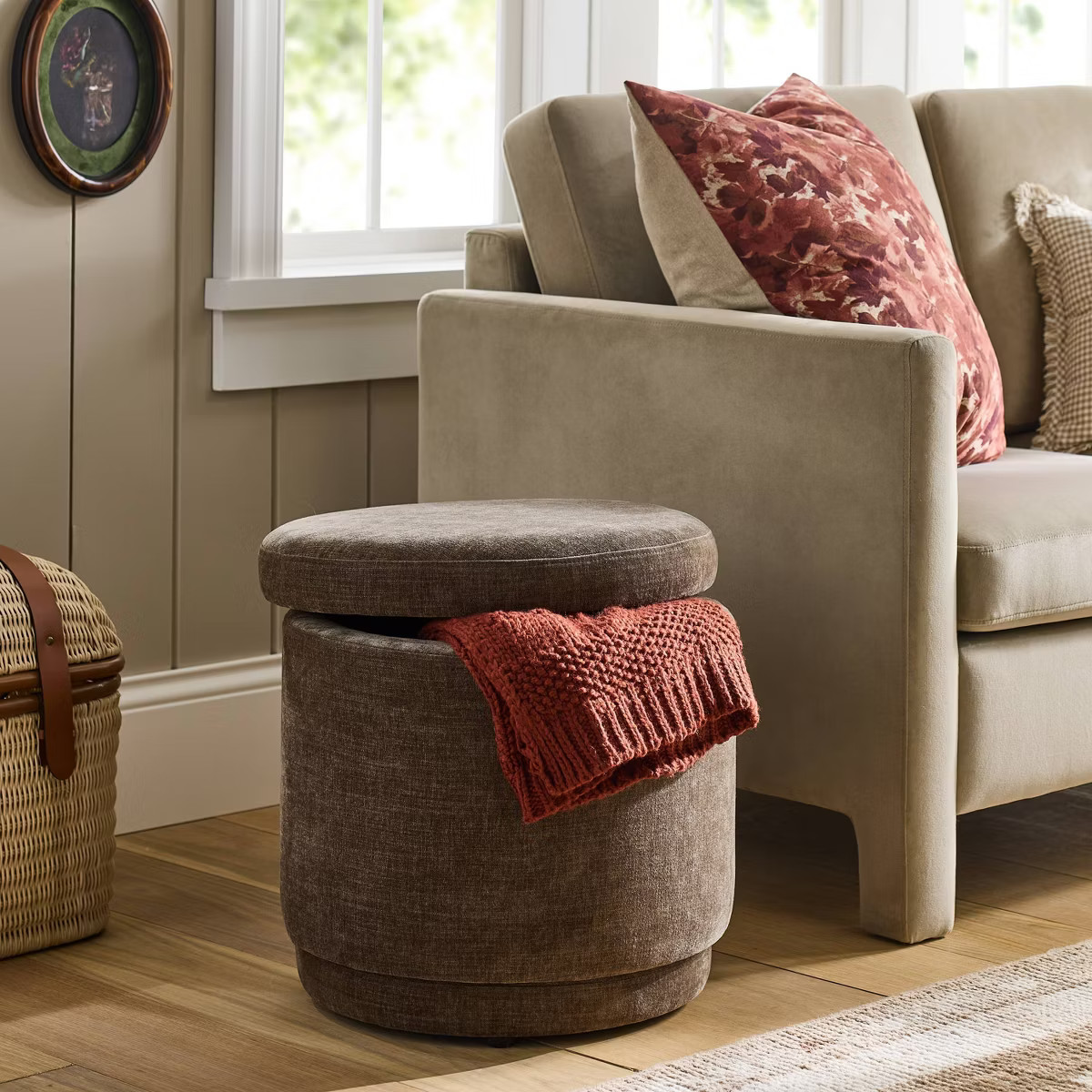 Swivel Storage Ottoman Brown - Threshold™ designed with Studio McGee | Target