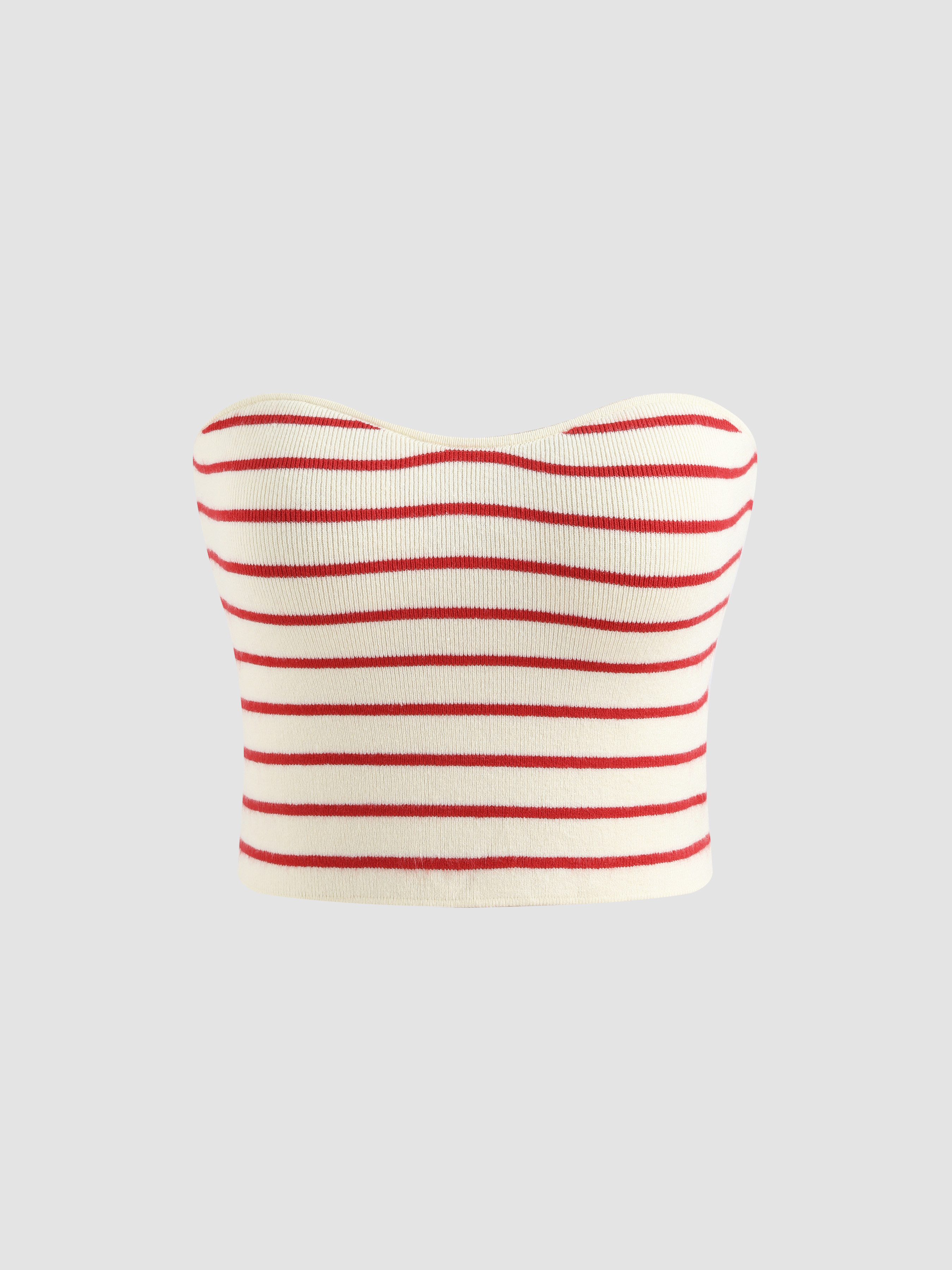 Stripe Strapless Knitted Crop Top For Music Festival/Live House | Cider