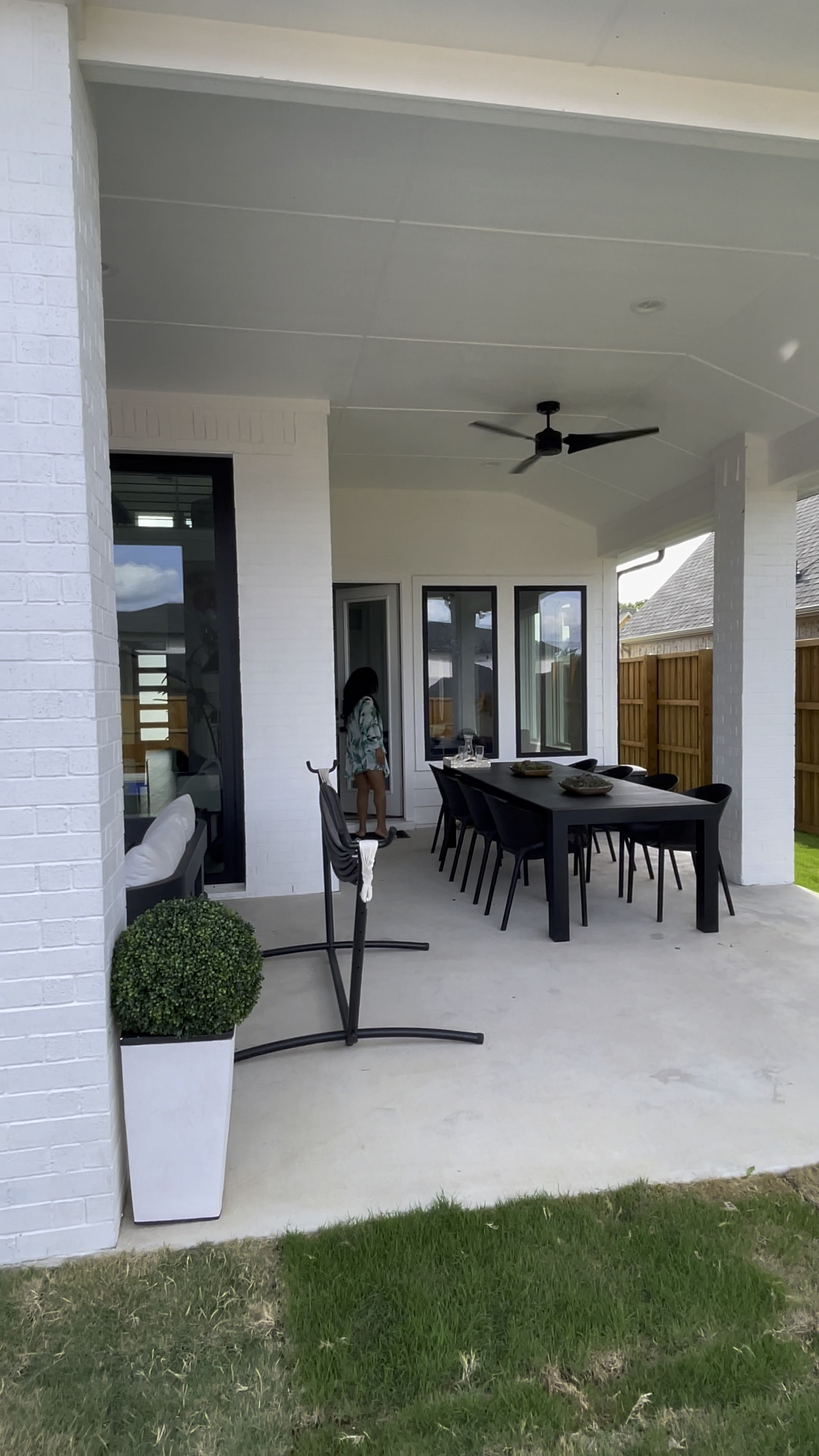 Outdoor dining set. We have the 8 seater. I enjoy this set. Easy to clean, modern, sturdy, comfortable chairs 