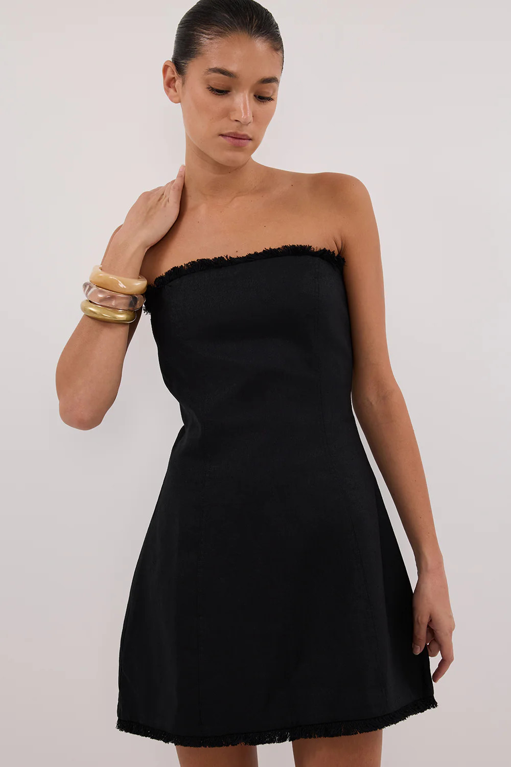 ZAHARA BLACK FRINGED MINI DRESS | DISSH