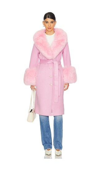 Susanna Chow Jojo Cashmere Fur Coat in Pink. - size M | Revolve Clothing (Global)